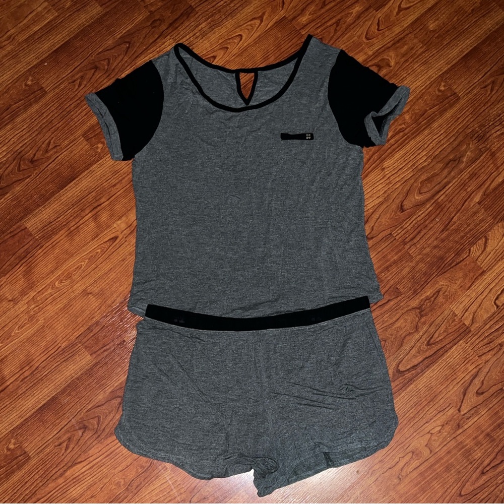 NM Dark Heather Gray Black Sleepwear Set